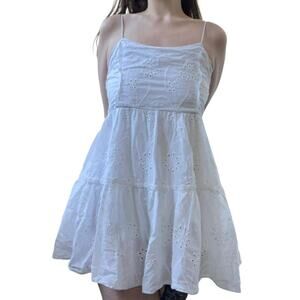 White eyelet mini dress